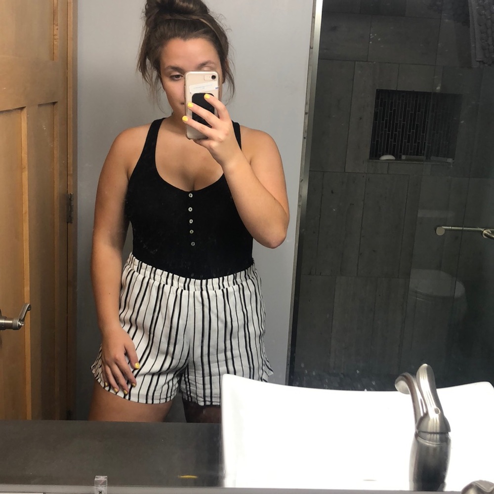 Black button body suit